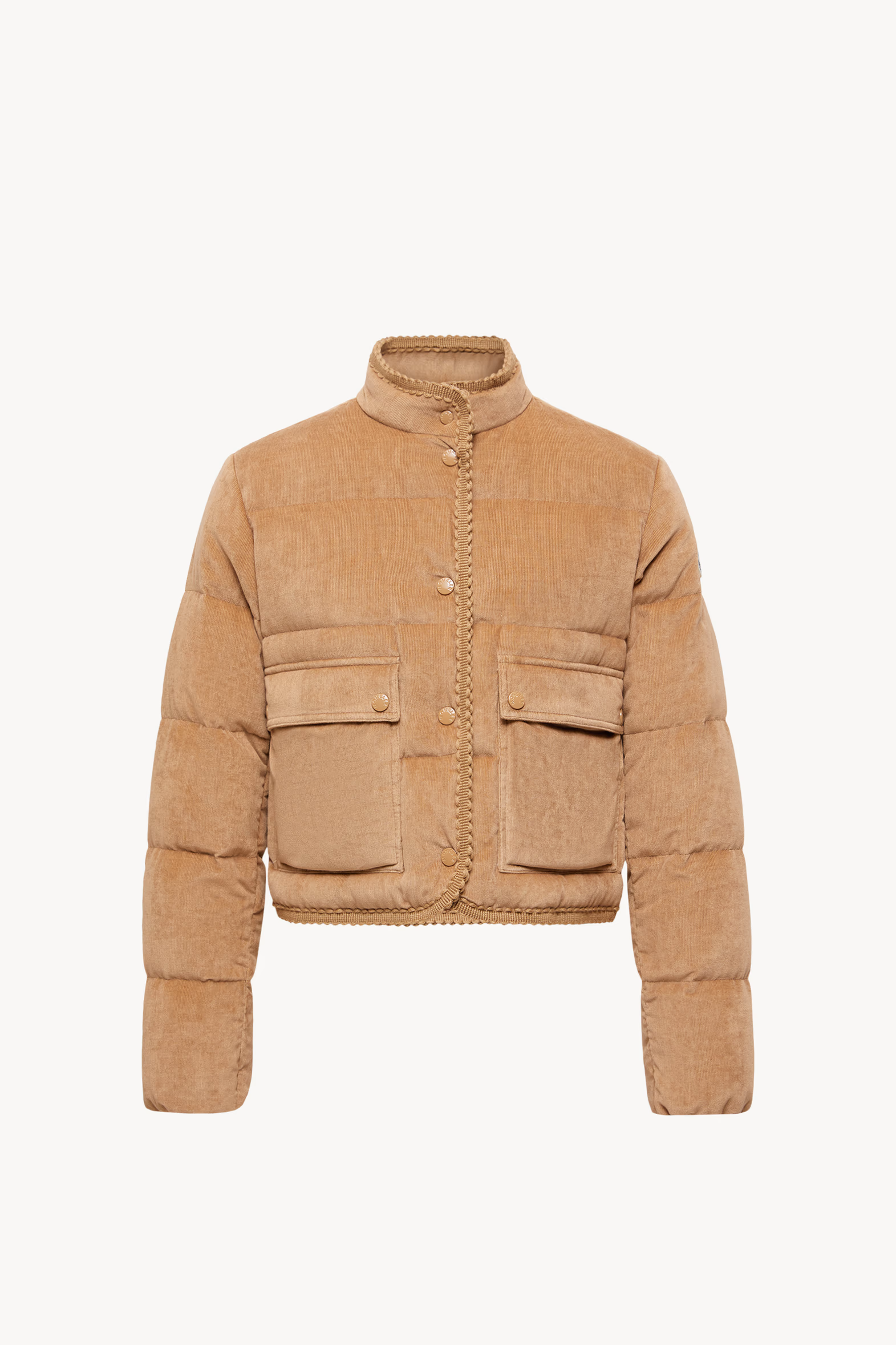 Essarts Braided Trim Corduroy Short Down Jacket Women Beige Moncler 2